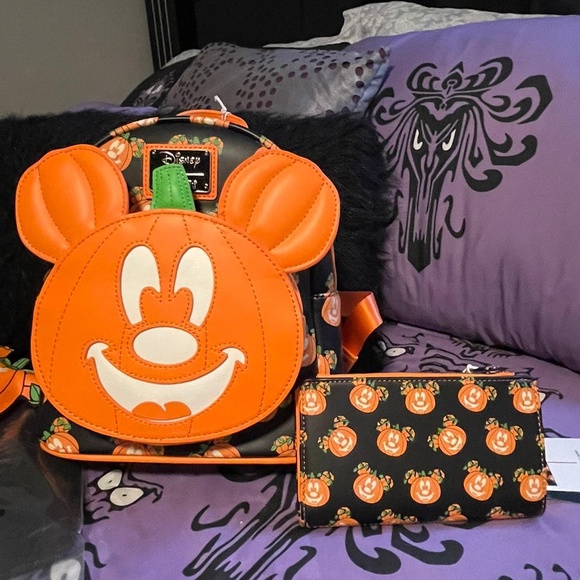 Mickey Jack o\' Lantern Pumpkin Backpack Wallet Ears Set main image 4